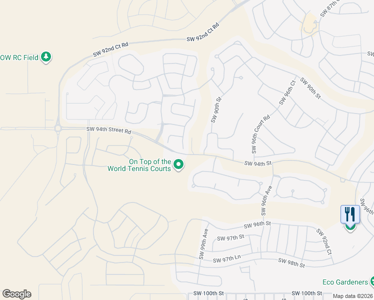 map of restaurants, bars, coffee shops, grocery stores, and more near 9275 Southwest 99th Court Road in Ocala