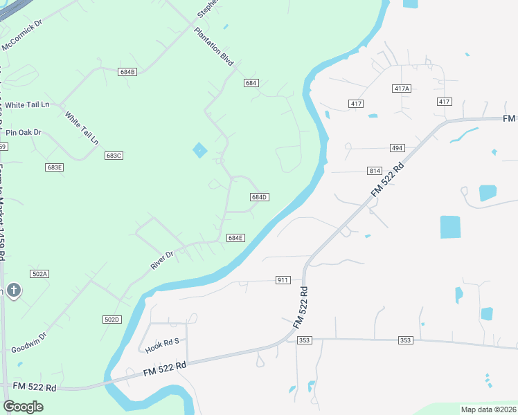 map of restaurants, bars, coffee shops, grocery stores, and more near 7557 County Road 684D in Sweeny