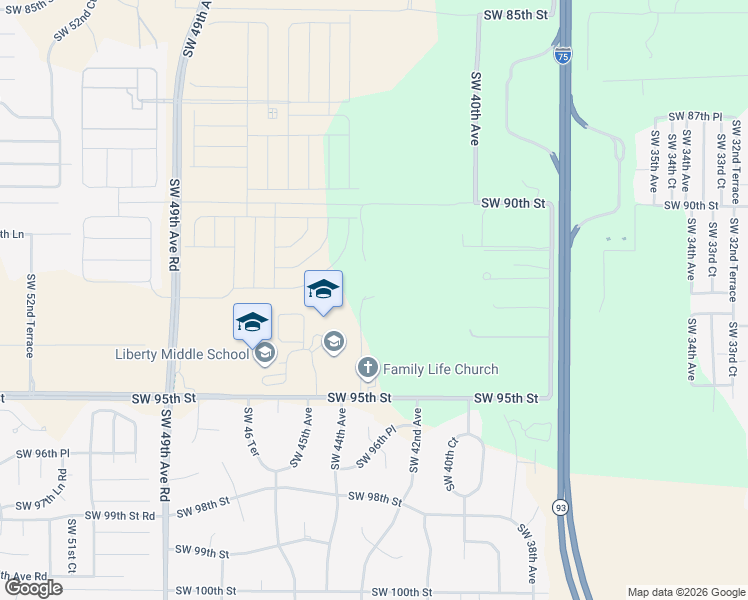 map of restaurants, bars, coffee shops, grocery stores, and more near 4345 Southwest 95th Street in Ocala