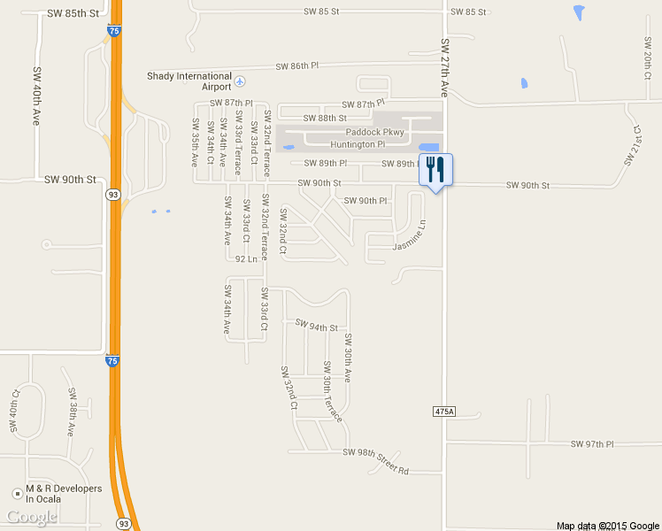 map of restaurants, bars, coffee shops, grocery stores, and more near 3072 Southwest 92nd Lane in Ocala