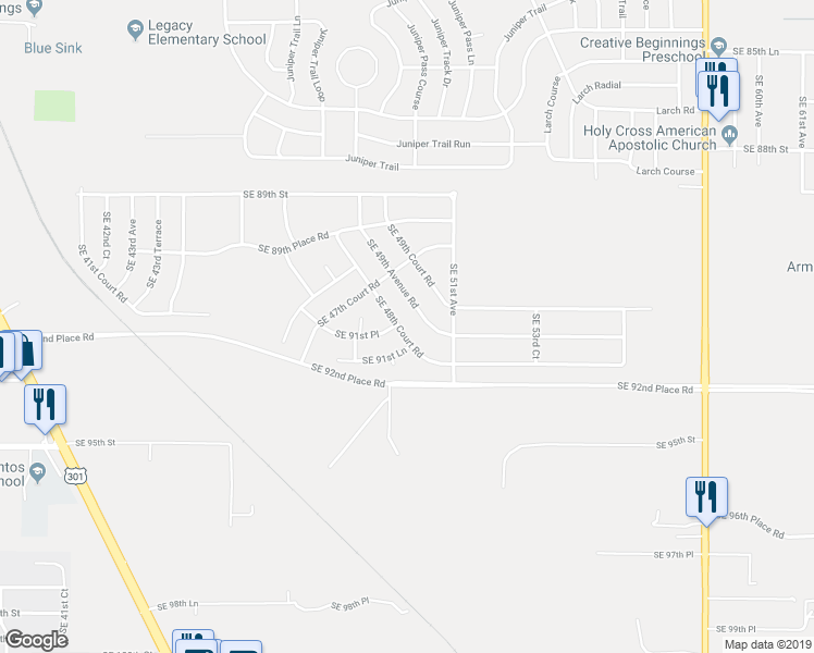 map of restaurants, bars, coffee shops, grocery stores, and more near 9157 Southeast 48th Court Road in Ocala