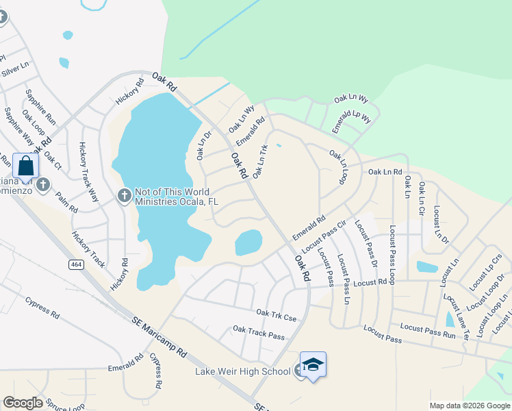map of restaurants, bars, coffee shops, grocery stores, and more near 361 Oak Ln Dr in Ocala