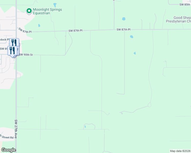 map of restaurants, bars, coffee shops, grocery stores, and more near 9220 Southwest 19th Avenue Road in Ocala