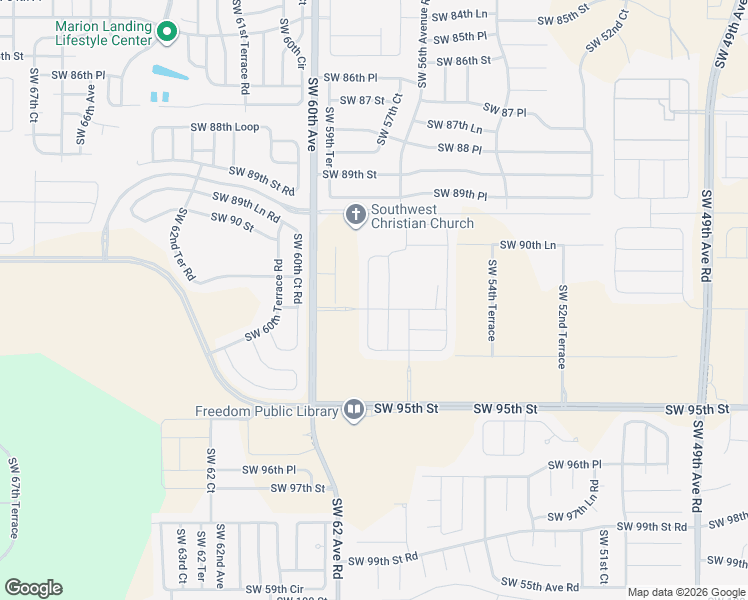 map of restaurants, bars, coffee shops, grocery stores, and more near 5997 Southwest 95th Street in Ocala