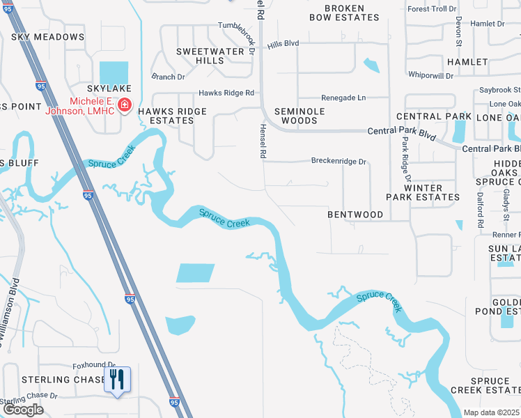 map of restaurants, bars, coffee shops, grocery stores, and more near 720 Pringle Road in Port Orange