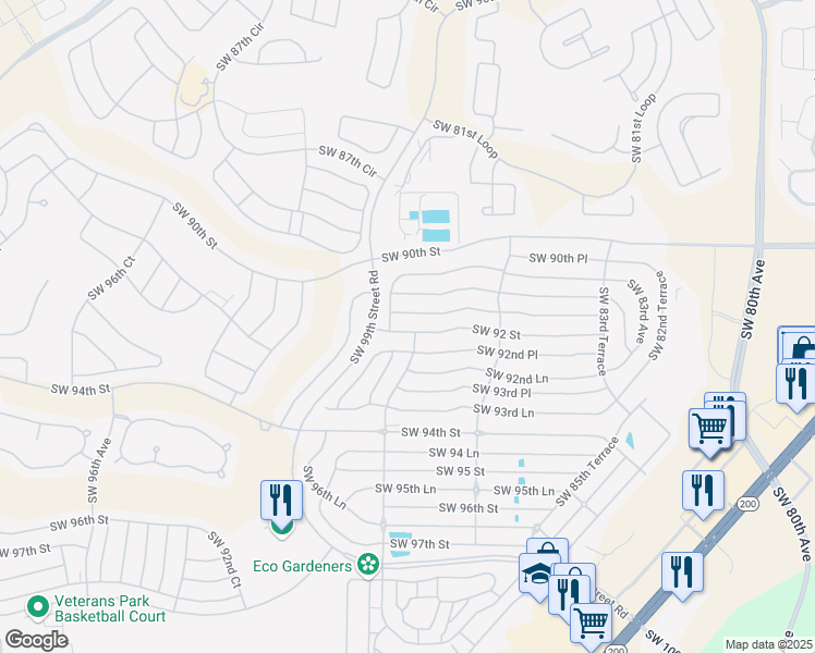 map of restaurants, bars, coffee shops, grocery stores, and more near 8884 Southwest 91st Place in Ocala