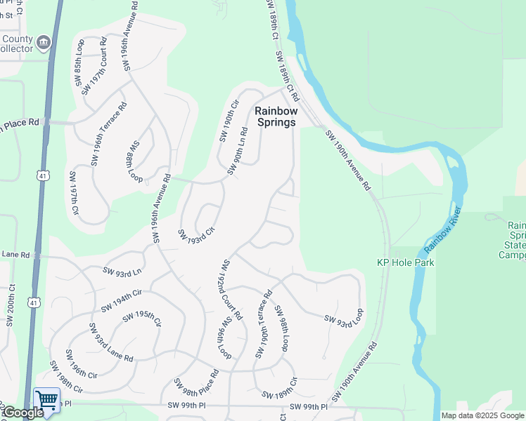 map of restaurants, bars, coffee shops, grocery stores, and more near 9190 Southwest 192nd Court Road in Dunnellon