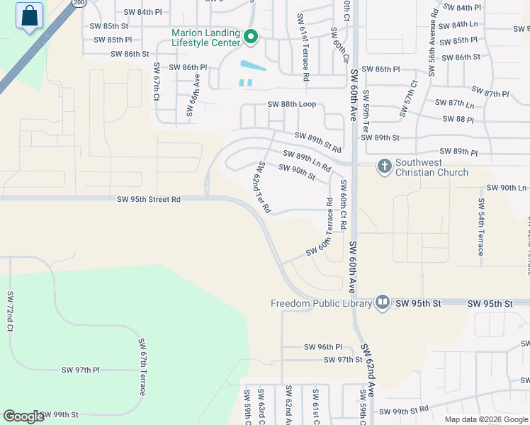 map of restaurants, bars, coffee shops, grocery stores, and more near 9118 Southwest 62nd Terrace Road in Ocala