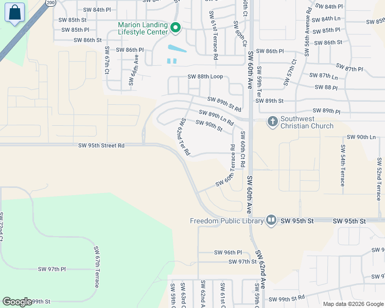 map of restaurants, bars, coffee shops, grocery stores, and more near 9118 Southwest 62nd Terrace Road in Ocala