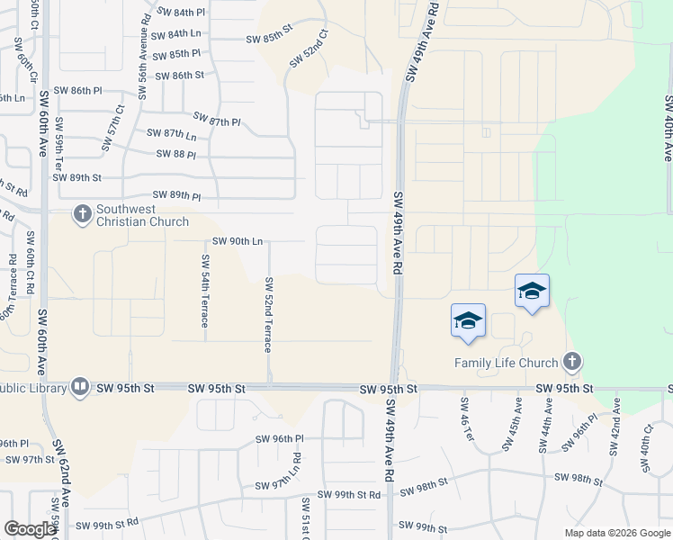 map of restaurants, bars, coffee shops, grocery stores, and more near 9175 Southwest 52nd Terrace in Ocala