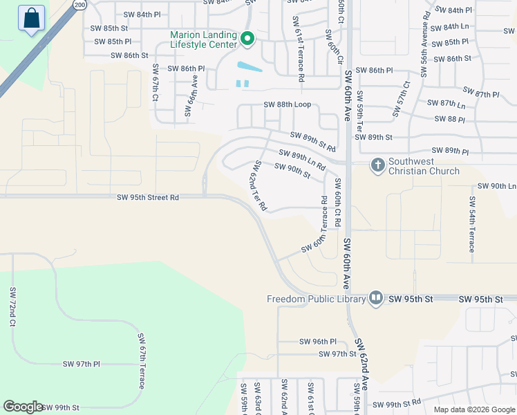 map of restaurants, bars, coffee shops, grocery stores, and more near 9118 Southwest 62nd Terrace Road in Ocala