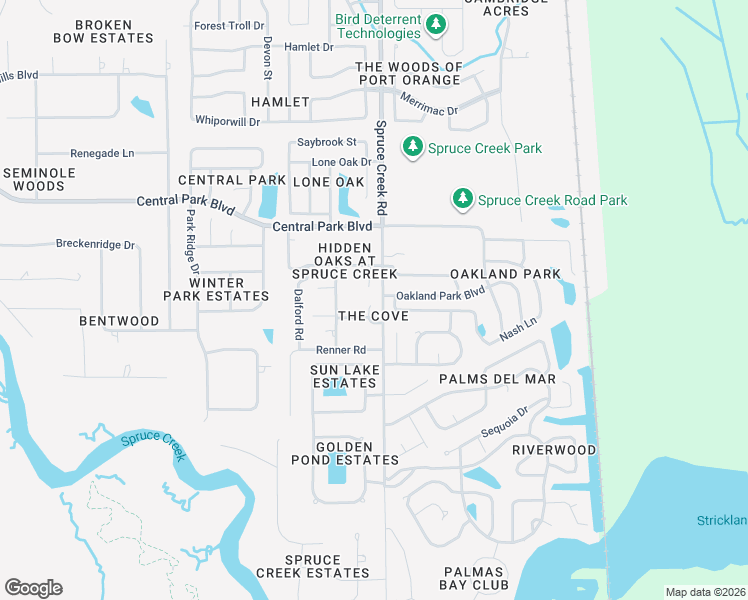map of restaurants, bars, coffee shops, grocery stores, and more near 6046 Galien Court in Port Orange