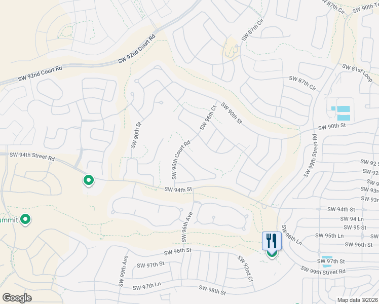 map of restaurants, bars, coffee shops, grocery stores, and more near 9476 Southwest 93rd Loop in Ocala
