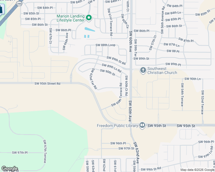 map of restaurants, bars, coffee shops, grocery stores, and more near 9174 Southwest 62nd Terrace Road in Ocala