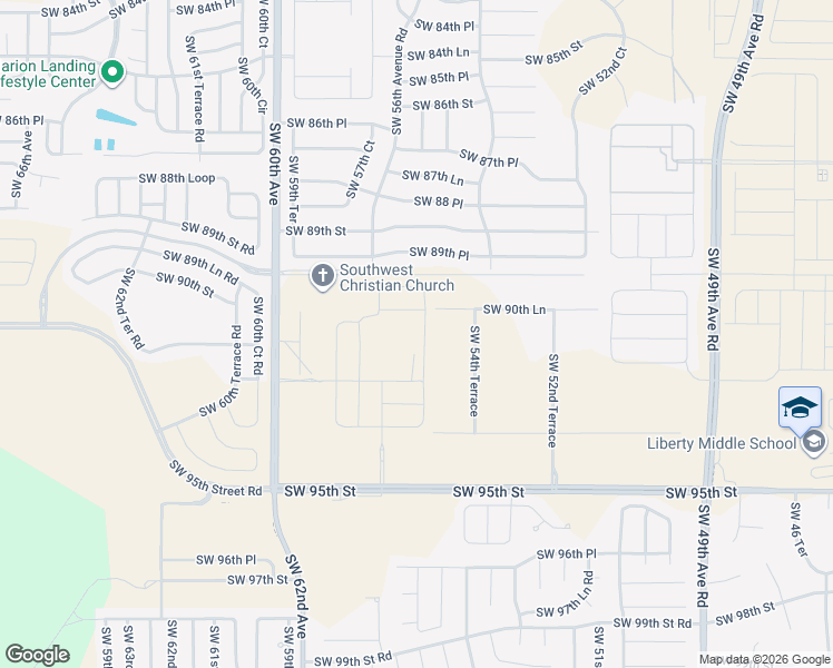 map of restaurants, bars, coffee shops, grocery stores, and more near 9499 Southwest 60th Avenue in Ocala