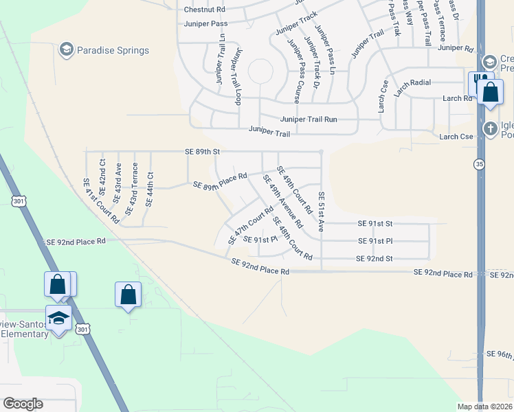 map of restaurants, bars, coffee shops, grocery stores, and more near 4786 SE 90th Lane Rd in Ocala