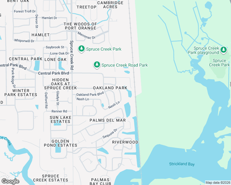 map of restaurants, bars, coffee shops, grocery stores, and more near 435 Nash Lane in Port Orange