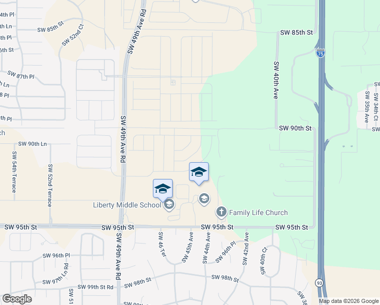 map of restaurants, bars, coffee shops, grocery stores, and more near 4345 Southwest 95th Street in Ocala