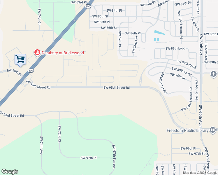 map of restaurants, bars, coffee shops, grocery stores, and more near Southwest 95th Street Road in Ocala