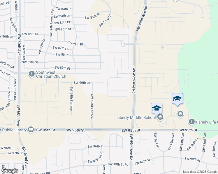 map of restaurants, bars, coffee shops, grocery stores, and more near 9175 Southwest 52nd Terrace in Ocala