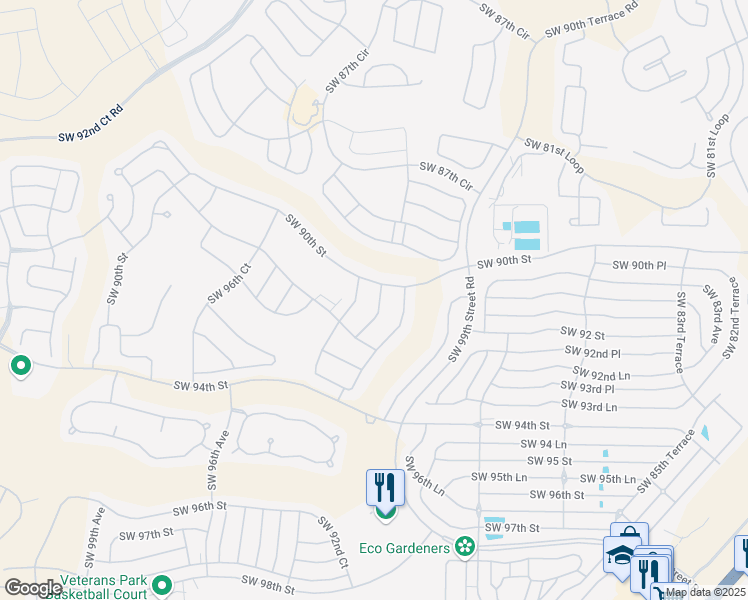 map of restaurants, bars, coffee shops, grocery stores, and more near 9195 Southwest 90th Street in Ocala