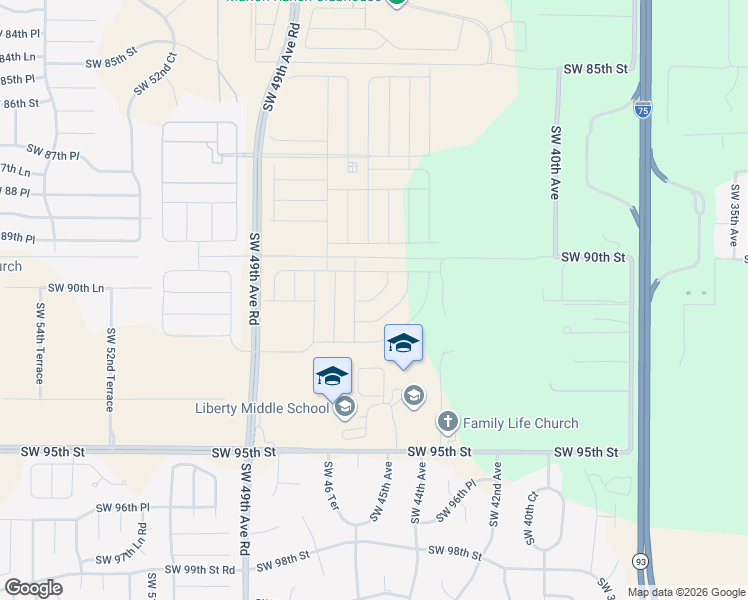 map of restaurants, bars, coffee shops, grocery stores, and more near 4070 Southwest 90th Street in Ocala