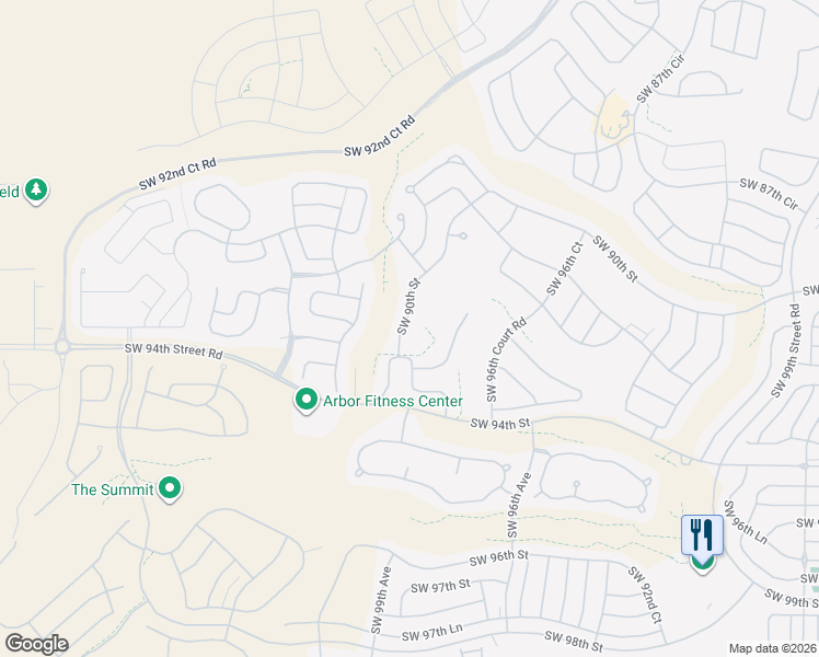 map of restaurants, bars, coffee shops, grocery stores, and more near 9846 Southwest 90th Street in Ocala