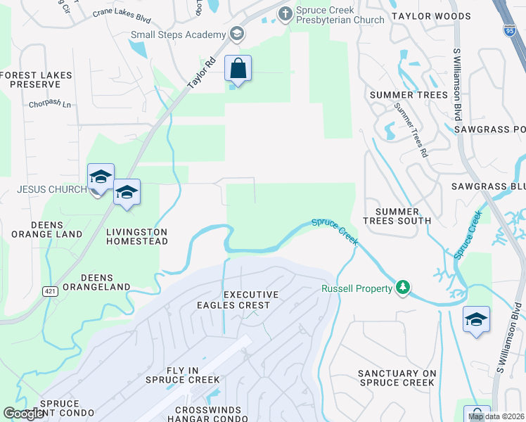 map of restaurants, bars, coffee shops, grocery stores, and more near 1795 Taylor Road in Port Orange