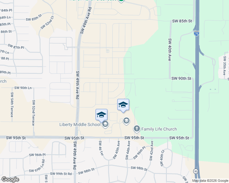 map of restaurants, bars, coffee shops, grocery stores, and more near 4070 Southwest 90th Street in Ocala
