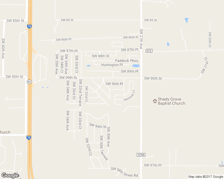 map of restaurants, bars, coffee shops, grocery stores, and more near 3175 Southwest 91st Street in Ocala