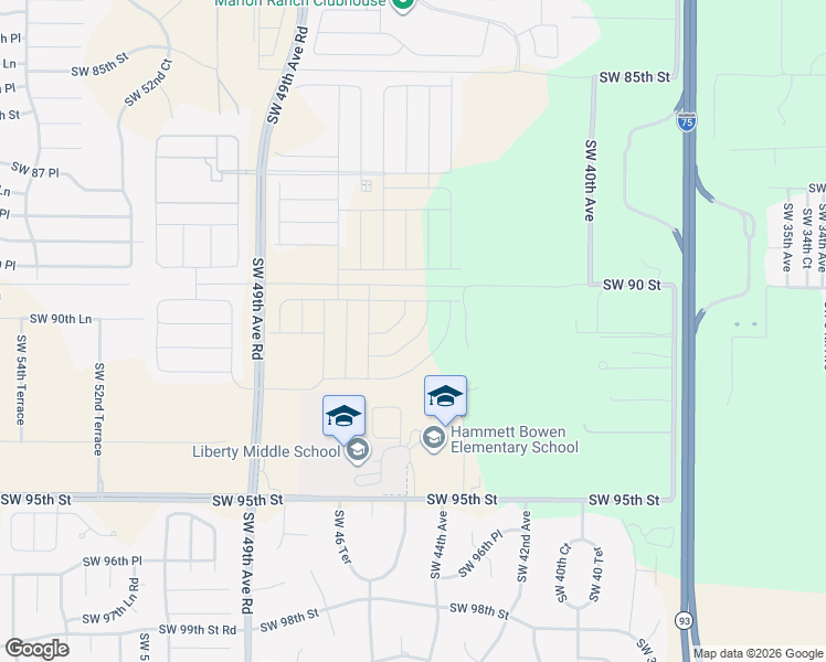map of restaurants, bars, coffee shops, grocery stores, and more near 4071 Southwest 90th Street in Ocala