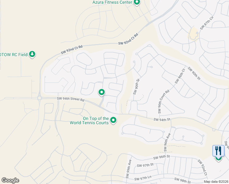 map of restaurants, bars, coffee shops, grocery stores, and more near 10080 Southwest 90th Loop in Ocala