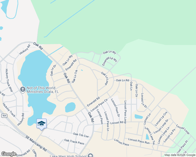 map of restaurants, bars, coffee shops, grocery stores, and more near 245 Oak Ln Trk in Ocala