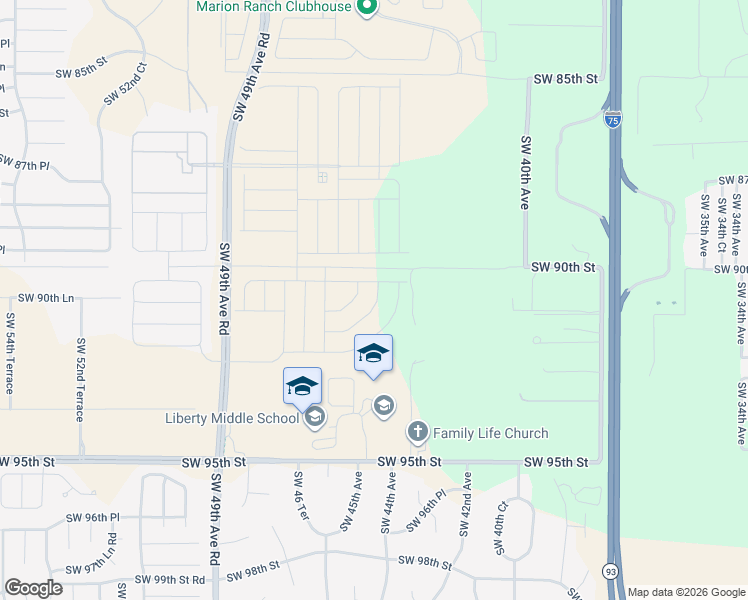 map of restaurants, bars, coffee shops, grocery stores, and more near 4071 Southwest 90th Street in Ocala