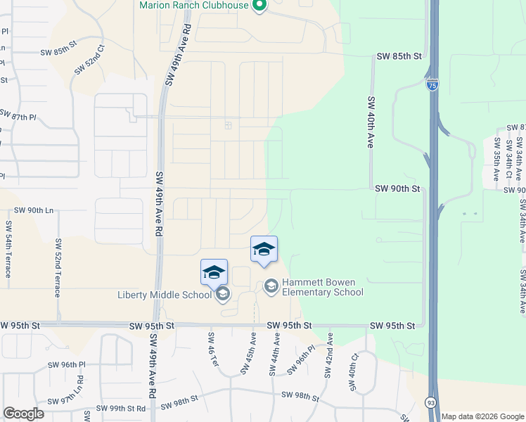 map of restaurants, bars, coffee shops, grocery stores, and more near 4071 Southwest 90th Street in Ocala