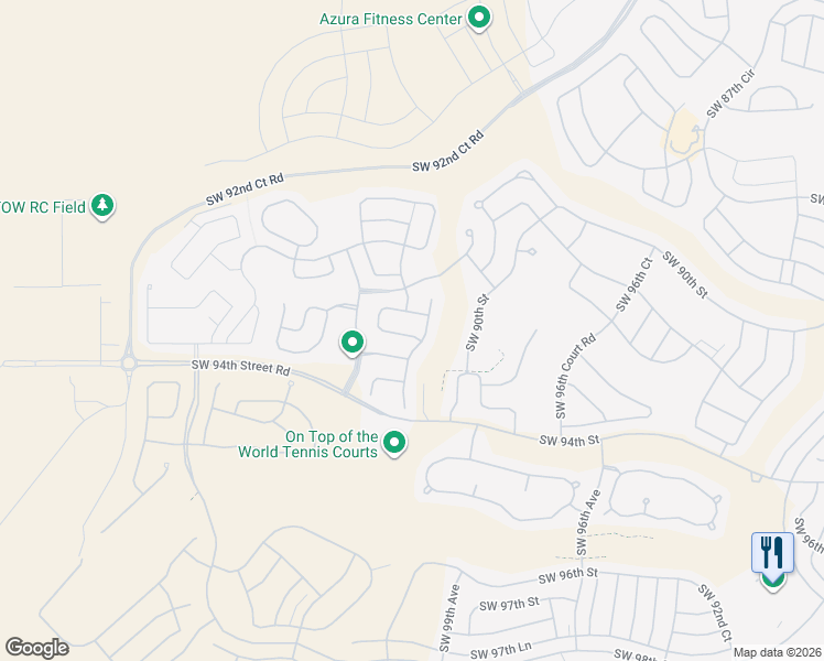map of restaurants, bars, coffee shops, grocery stores, and more near 10080 Southwest 90th Loop in Ocala