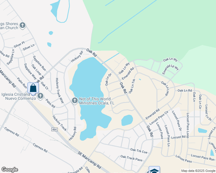 map of restaurants, bars, coffee shops, grocery stores, and more near 319 Oak Lane Drive in Ocala