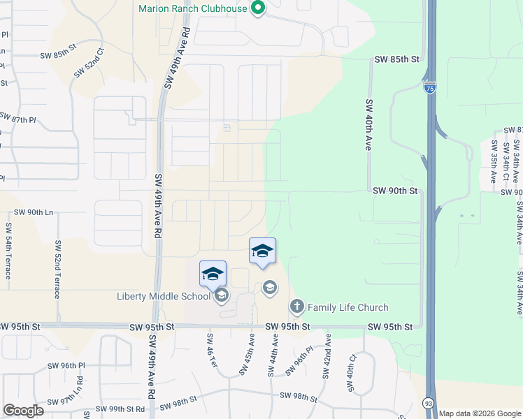 map of restaurants, bars, coffee shops, grocery stores, and more near 4071 Southwest 90th Street in Ocala