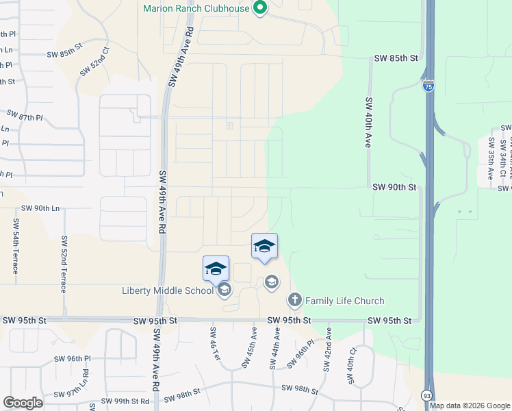 map of restaurants, bars, coffee shops, grocery stores, and more near 4071 Southwest 90th Street in Ocala