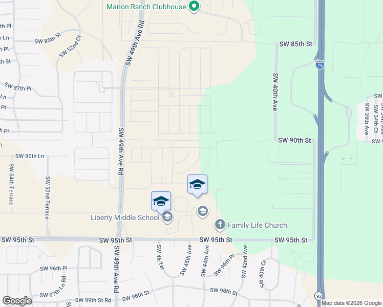 map of restaurants, bars, coffee shops, grocery stores, and more near 4071 Southwest 90th Street in Ocala