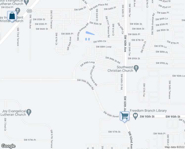 map of restaurants, bars, coffee shops, grocery stores, and more near 9061 Southwest 62nd Terrace Road in Ocala