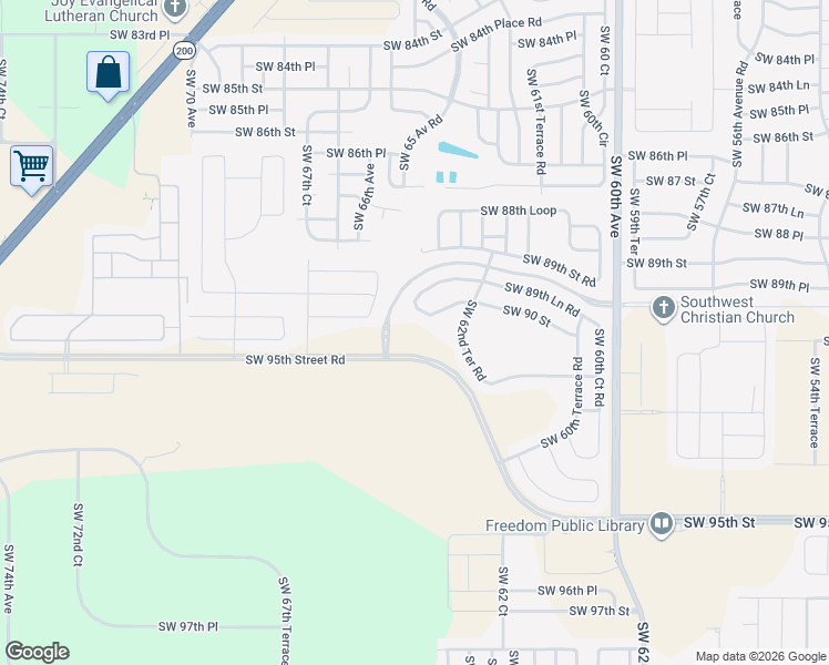 map of restaurants, bars, coffee shops, grocery stores, and more near 6520 Southwest 89th Place Road in Ocala