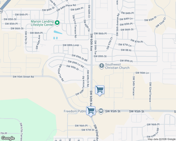 map of restaurants, bars, coffee shops, grocery stores, and more near 9070 60th Court Road in Ocala