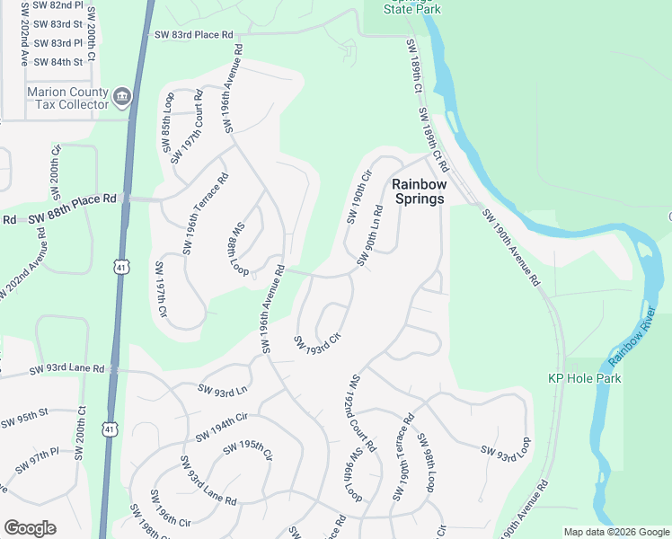 map of restaurants, bars, coffee shops, grocery stores, and more near 19349 Southwest 90th Lane Road in Dunnellon