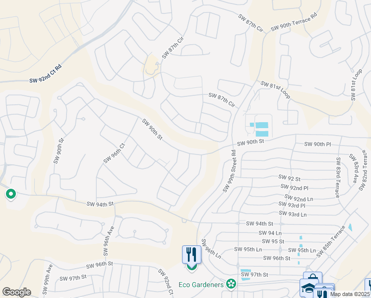 map of restaurants, bars, coffee shops, grocery stores, and more near 9195 Southwest 90th Street in Ocala