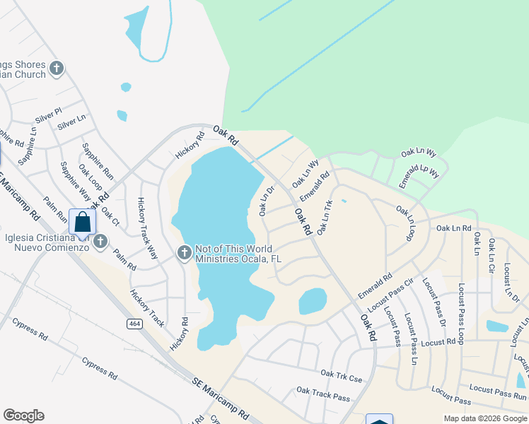 map of restaurants, bars, coffee shops, grocery stores, and more near 314-320 Oak Lane Drive in Ocala