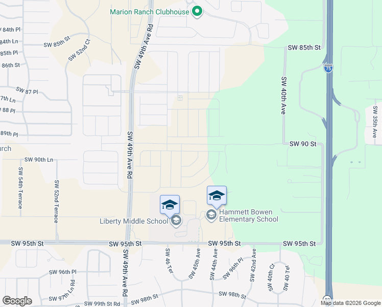 map of restaurants, bars, coffee shops, grocery stores, and more near 4070 Southwest 90th Street in Ocala