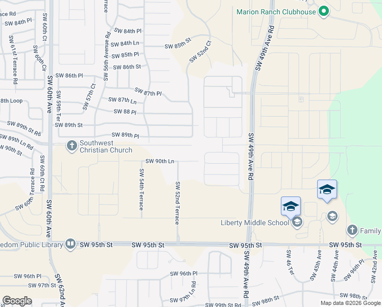 map of restaurants, bars, coffee shops, grocery stores, and more near 5201 Southwest 90th Lane in Ocala