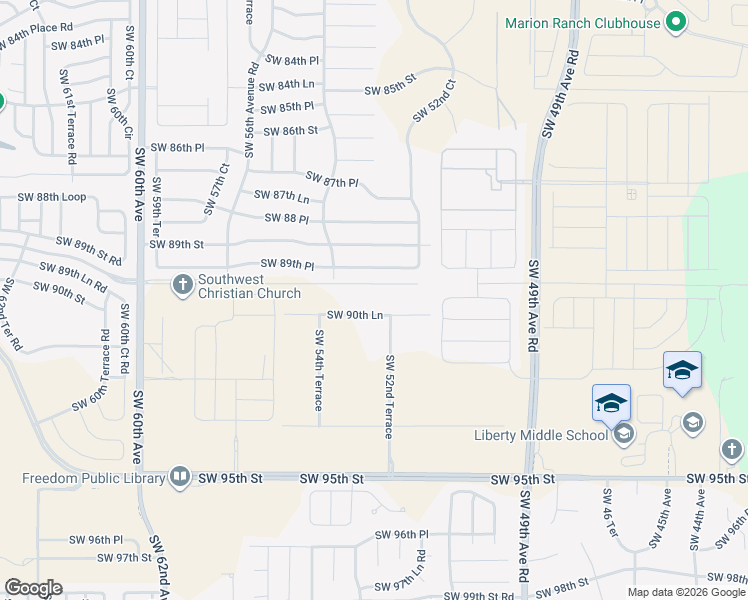 map of restaurants, bars, coffee shops, grocery stores, and more near 5365 Southwest 90th Lane in Ocala