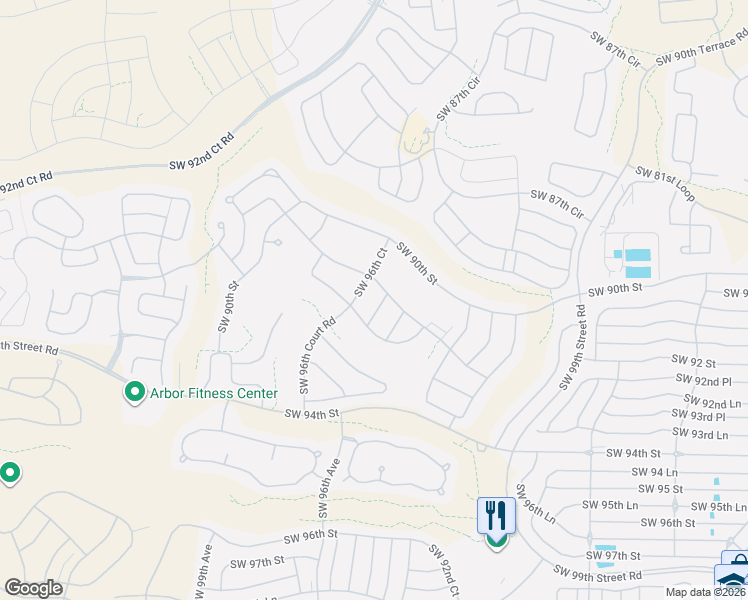 map of restaurants, bars, coffee shops, grocery stores, and more near 9066 Southwest 95th Terrace in Ocala